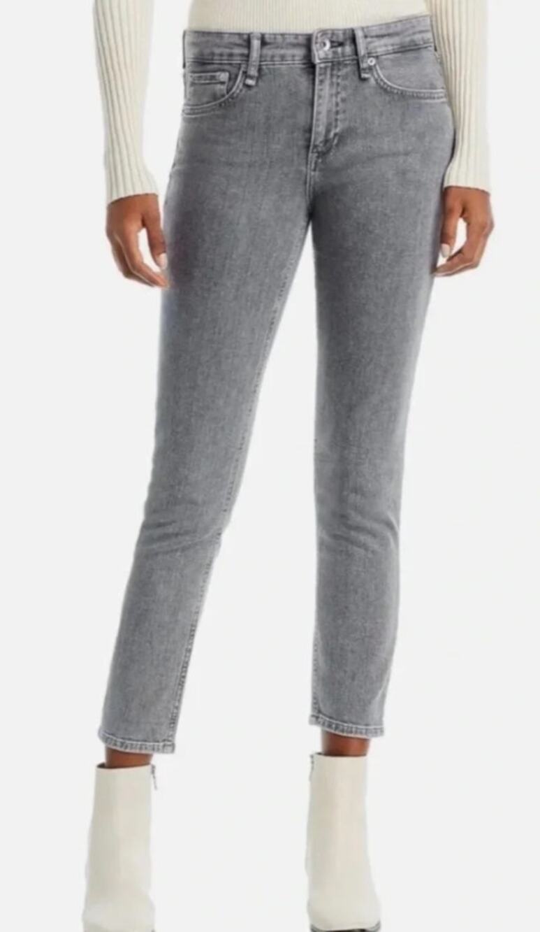 Rag & Bone Cate Mid-Rise Ankle Skinny Jean Colby Gray Denim size 28